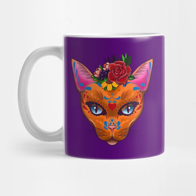 SUGAR SKULL CAT by MAYRAREINART